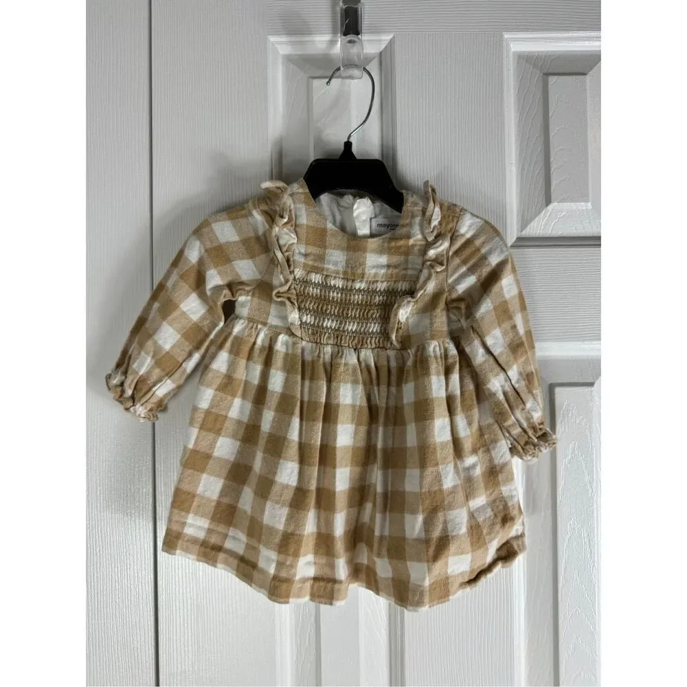 Mayoral Girls Plaid Dress Size 6/9m